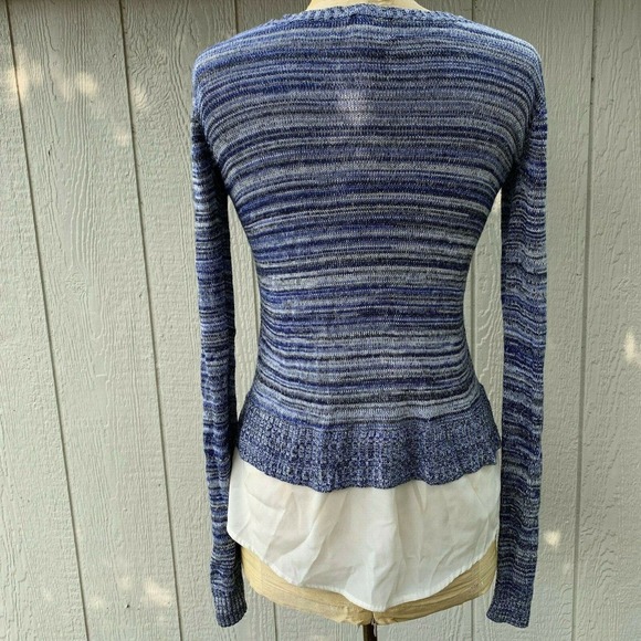 Market Spruce Sweater Womens Blue Layered Long Sleeve VNeck Striped Womens XS - Picture 4 of 7